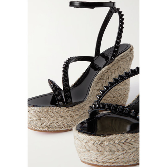 Christian Louboutin Mafaldina Zeppa 120 Black Platform Wedge Sandal Heel Pump 37 - Picture 5 of 12